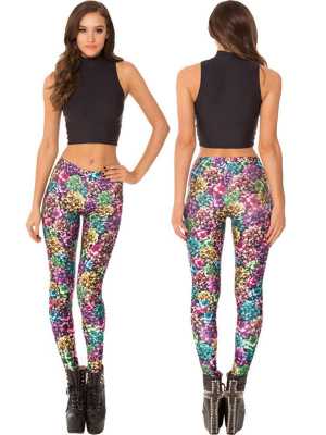 New Fashion Black Milk Multicolor Star Print Leggings Fitness Skinny Pencil Pants For Women