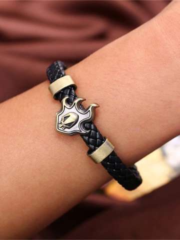 Fashion Leather Unisex Bracelet Skull Grim Reaper Fire Bracelet Punk Style Jewelry
