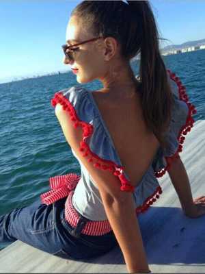 Women Fashion Backless Sleeveless Tassels One piece Playsuit Bodysuit