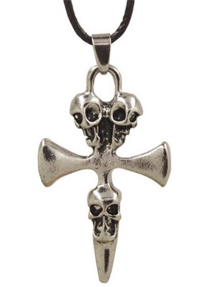 Fashion Unisex Stainless Steel Pendant Necklace Skull Cross Punk Style Jewelry