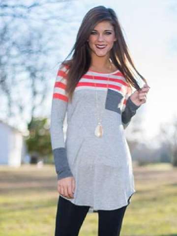 Fall Fashion Women's Plus Size Striped Stitching Loose T-shirt Crewneck Basic Casual Cotton Tops