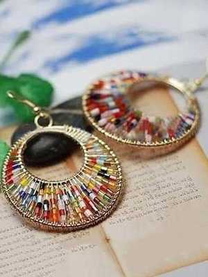 Fashion Jewelry Hot Sale National Vintage Pierced Big Round Earring Dropping For Lady