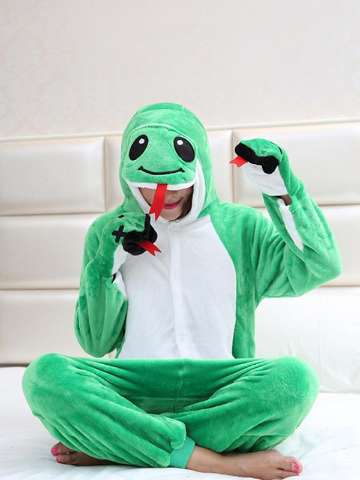 Unisex Lovely Winter Animal Green Snake Pajamas One Piece for Children Home Clothing Cosplay Costume Sleepwear