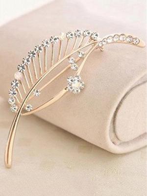 Unisex New Fashion Gold  Leaves Collar Brooch