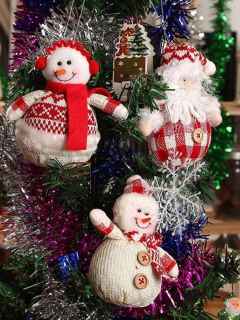 NEW Christmas Decoration Supplies 3pcs/lot Indoor Hanging Ornaments Stockings Santa Claus Snowman Christmas Tree Decoration