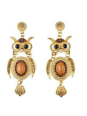 Women Fashion Vintage Hot Alloy Rhinestone Earrings Owl Shaped Earrings