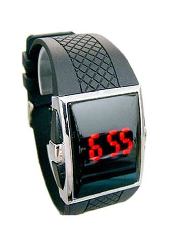 New Unisex Fashion Digital Rectangle Dial Metal Case Silicone Electronic Sport Wrist Watches