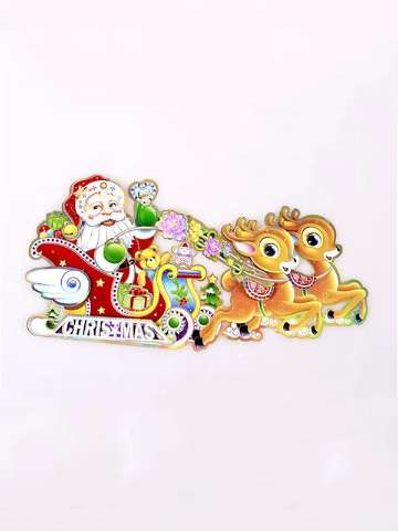 Christmas Decoration Stereo Santa Deer With Bright Side Gold Powder Window Stickers Wall Stickers