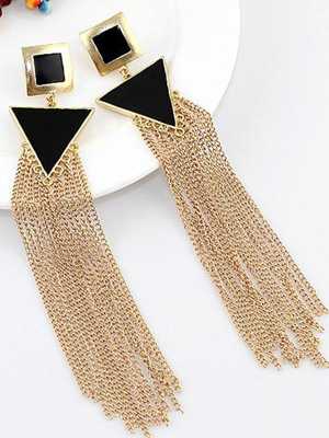 Brinco Tassel Earrings Fashion Charming Shine Square Enamel Gold Long Triangle Earrings Brincos Femininos