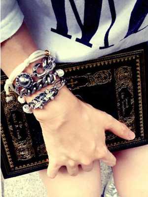 Women Fashion 1 Pcs Boho Silvery Pearl High Polish Charm Bracelet