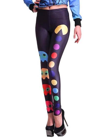 Fashion Digital Print Pac-Man Celeb Inspired Women Tights Pants Leggings