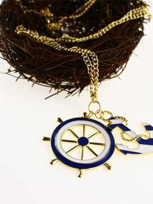 Fashion Women's Elegant Alloy Navy Anchor Helm Style Long Necklace Boho Party