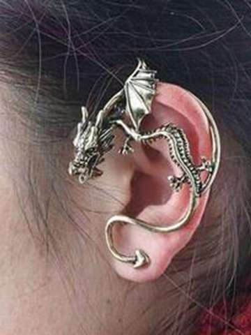 1 pieces pierced ears new design individuality retro Gothic Punk dragon ear clip ear hanging long earrings