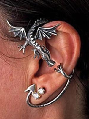 1 pieces pierced ears new design individuality retro Gothic Punk dragon ear clip ear hanging long earrings