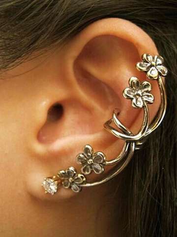 Fashion 1pc Hot gothic Fashion Flower Ear Cuff Wrap Clip Earrings Retro Punk