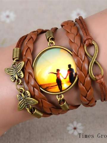 NEW Multilayer Braided Bracelet Bangles Milky Way Galaxy Cabochon Infinity Charms Wristband Cuff Leather Bracelet For Women Men