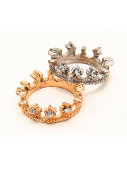 TrendyQueen-Fashion Lovely Cute Gold Plated Crown Color Crystal Rhinestone Ring