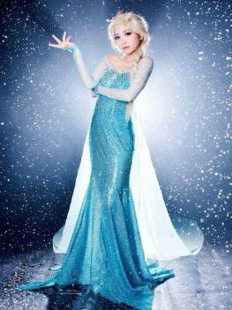 Adult Women Dress Frozen Elsa Queen Blue Costume Elsa Dresses Blue Cosplay Gown