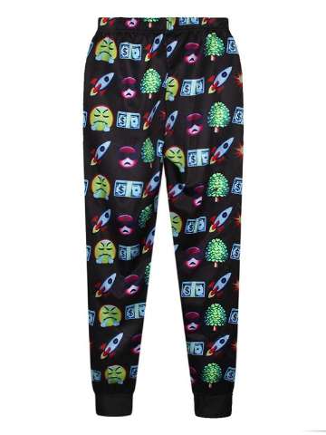 Women's Fashion Emoji Print Pattern Loose Yoga Sport Leggings Trousers Pant Jogger Pants