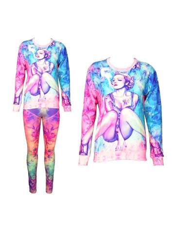 Fashion Women's 2PCS 3D Print Cult Marlene Dietrich Sweatshirt Suit Sets