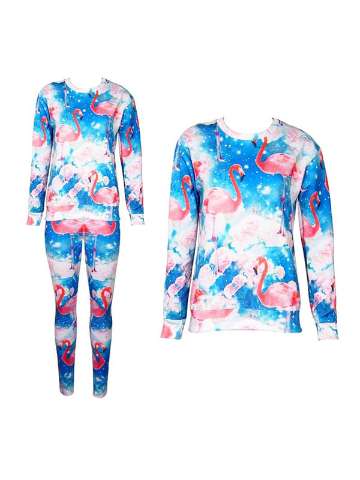 Fashion Women's 2PCS 3D Print galaxy swan Sweatshirt Set /w Pants Suit Sets