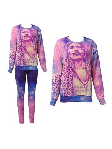 Fashion Women's 2PCS 3D Print Dali Sweatshirt Set /w Pants Suit Sets