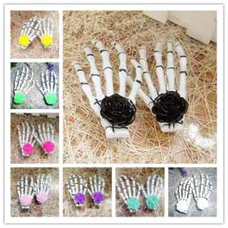 Halloween Party rose Zombie Skull Skeleton Hand Bone Claw Hairpin Punk Hair Clip For Women Girl