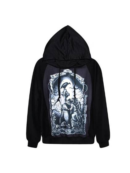 Fashion Digital Print Rest in peace Zipper Front Jacket Long Sleeve Womens Coat Streat Wear