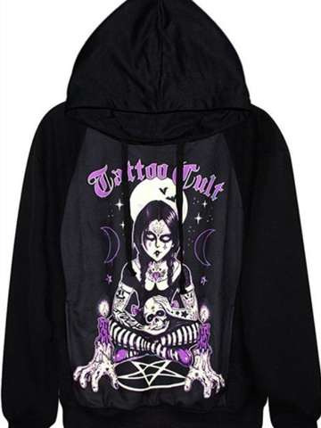 Womens Fashion Cult Beauty Digital Print Cult Zipper Front Jacket Long Sleeve Sweatshirts & Hoodies