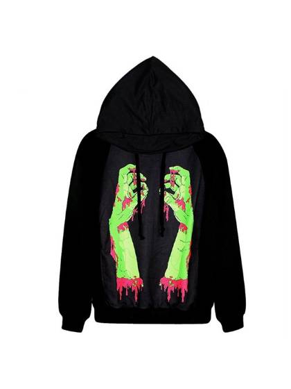 Fashion Zombie Hands Digital Print Zipper Front Jacket Long Sleeve Womens Coat Streat Wear