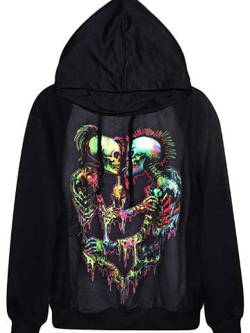 New Women's Fashion Spring Digital Print Jacket Long Sleeve Hooded Coat Sweatshirts & Hoodies