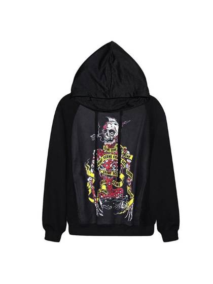 Womens Fashion Digital Print Steampunk Crime Scene Zipper Front Jacket Long Sleeve Coat Streat Wear