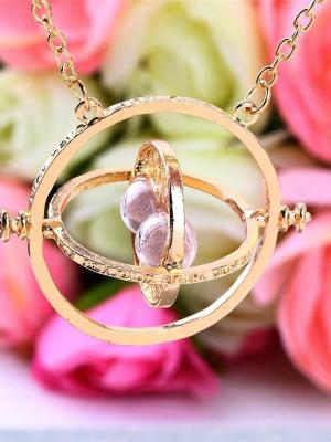 Harry Potter Hermione Granger Rotating Time Turner Necklace Gold Hourglass