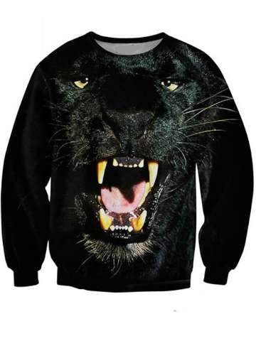 Women's Black Patterns Print Roll Neck Pullover Sweatshirts & Hoodies