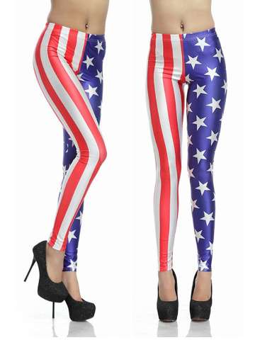 Women's Fashion Punk Digital Print US Flag Leggings Tights