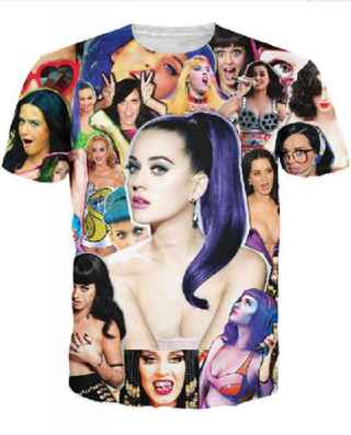 Women's Men's Unisex Tops Harajuku katy perry Printed Pattern Round Neck Casual T Shirt (Multicolored)