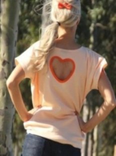 Women's New Fashion Summer Lovely Sexy Cool Cut Out Back With Loving Heart Casual Loose Short Sleeve T-Shirt Tops Tees