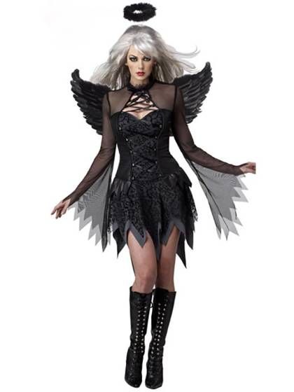 Women Fashion Black Evil Angel Cosplay Costume