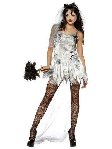 Deluxe Till Death Do Us Apart Zombie Bride Halloween Costume Fancy Party Dress