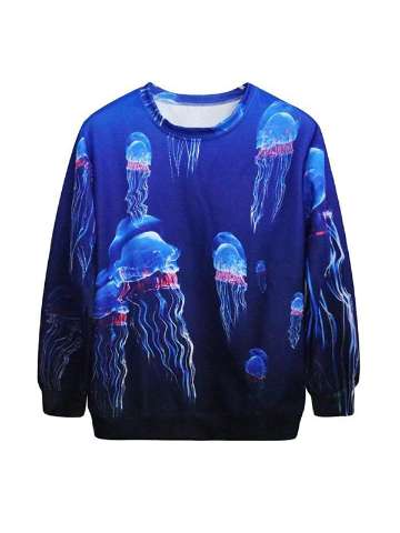 Fashion Women's Jellyfish Print Cute Sweatshirt Hoody Spring Autumn Sweatshirts & Hoodies
