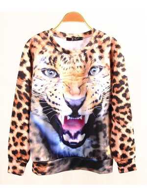 Women's Spring Autumn Sweatshirt Tattoo Punk Tiger Print Hoody Pullover Street Sweatshirts & Hoodies