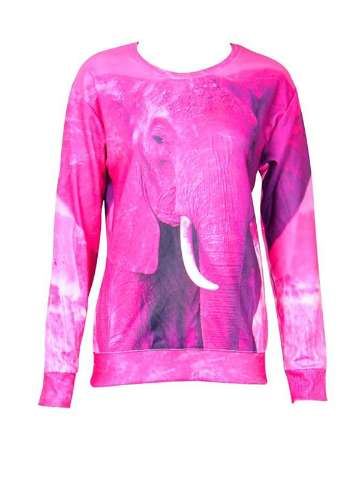 Fashion Women's Cartoon 3D Print pink elephant SweatshirtSweatshirts & Hoodies