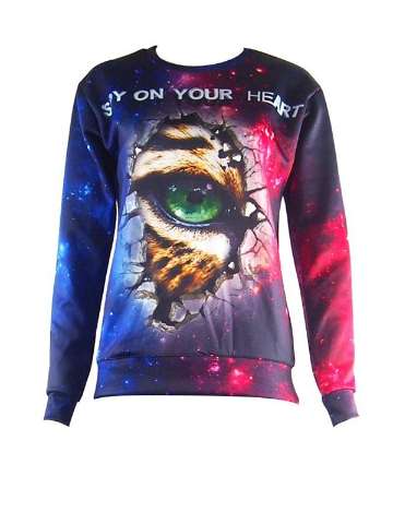 Fashion Women's Cartoon 3D Print tiger eye  Sweatshirts & Hoodies