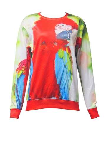 Fashion Women's ladies 3D Print Punk Parrot Sweatshirt Pullovers Sweatshirts & Hoodies