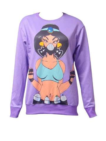 Fashion Women's Cartoon 3D Print punk cult Jasmine Sweatshirt Sweatshirts & Hoodies