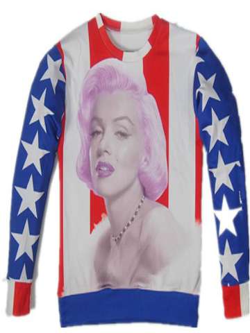Women's Fashion US Marilyn Pattern Digital Print Long Sleeve Sweatshirts & Hoodies