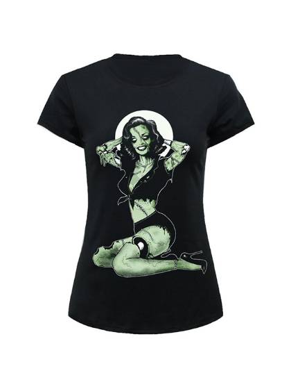 New Fashion print women Tops Pattern O Neck Short Sleeve T- shirt Zombie Beauty