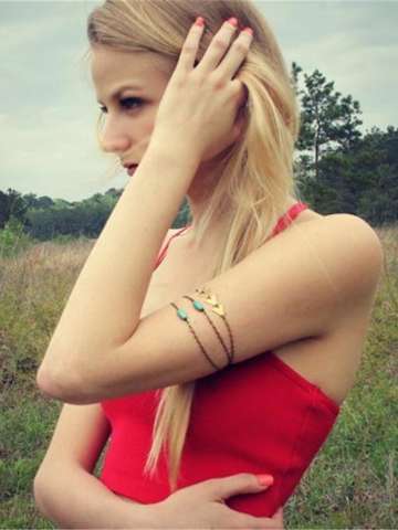 Turquoise Arm Slave Harness Tassels Chain Upper Armband Armlet Bracelet Bangle