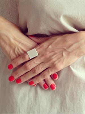 Women Fashion High Polish Punk Square Oversize Ring In 2 Color