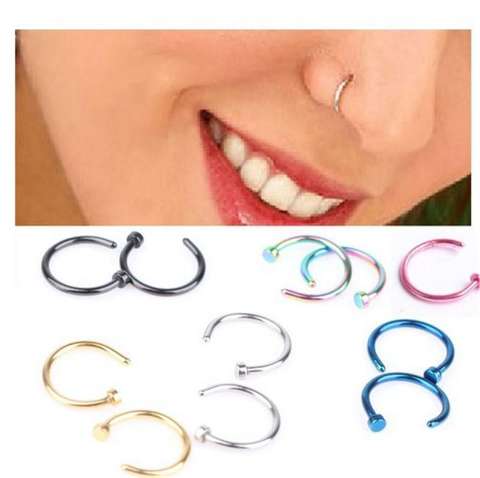 Women Fashion Stainless Steel Open Nose Hoop Ring